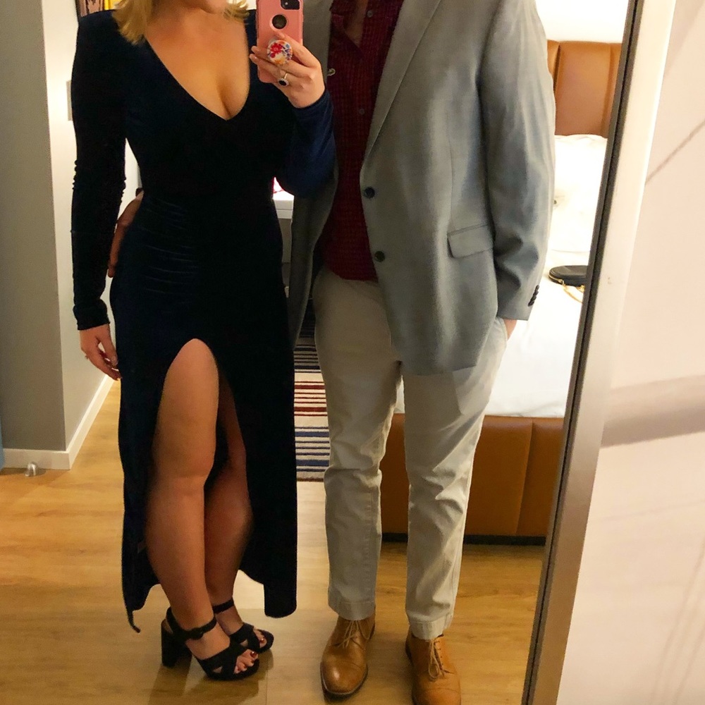 Velvety long sleeve dress